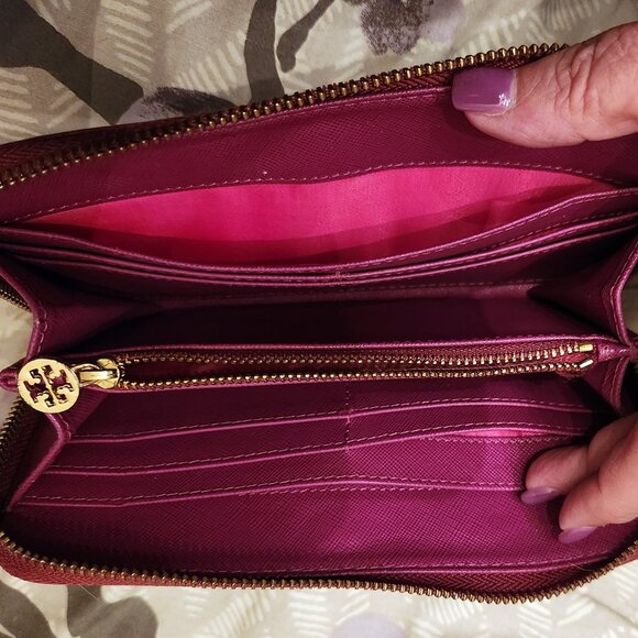 Tory Burch Saffiano Leather Long Wallet - Magenta Pink - EUC - Picture 7 of 11